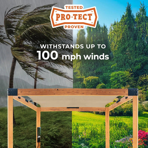 Brendan 12 By 10 Modern Cedar Wood Pergola Kit With Heavy Duty Sun Shade Sail Screen Canopy PowerPort And Wicked 100 MPH Wind Rating For Outdoor Patio Garden Deck And Entertaining