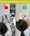 Child using 4 Pack Door Lever Locks For Toddlers Babyproofing Made Easy No Tools Needed One Hand Operation Durable ABS With 3M Adhesive