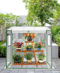 Portable Mini Greenhouse For Indoor And Outdoor Use With Thick PE Cover And Clear Panels showing potted plants inside