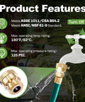 2 Pack Brass 3/4 Inch GHT Hose Bibb Connector Backflow Preventer Vacuum Breaker With Break Off Screw Includes 2 Washers, graphic.