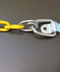 Drop Dead Solid Premium 10 Foot Twist Lock Fall Protection Kit For Roofer Safety And Ladder Work With Heavy Duty Anchor Strap Secure Grip Hardware Built To Last, showing yellow chain with metal connector.