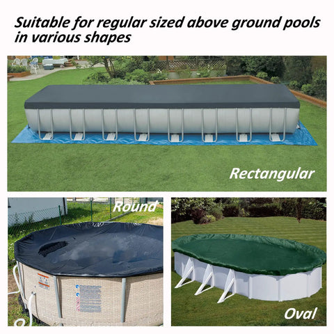 Heavy Duty Pool Cover Winch and Cable Kit for Above Ground Pools, 102 Ft Wire and Winch on rectangular, round, oval pool covers