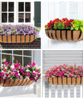 24 Inch Railing Planter With Adjustable Brackets Window Box With Coco Liner Hanging Flower Metal Planter For Indoor Outdoor Use On Balcony Deck Fence Porch Patio Black Set Of 2 Heavy Duty Rust Proof No Fuss