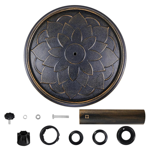 Heavy Duty Bronze 18 Inch Patio Umbrella Base All Weather Resin Stand 26 Lb Outdoor Garden Yard Stabilizer with assembly parts