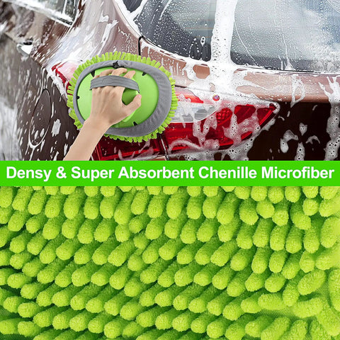 Green microfiber mitt from 14 Piece Car Wash Kit With 62 Inch Long Reach Brush Microfiber Scratch Free Wash Mitts And Mop Kit