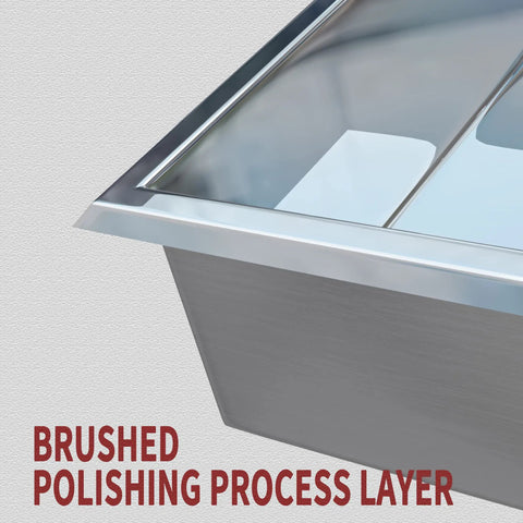 Close-up of Recessed Shower Niche Insert Stainless Steel Square Wall Organizer for Shampoo, polished corner detail.