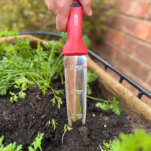 Razorsharp Hori Hori Multi Tool All In One Stainless Steel Blade For Digging Weeding Cutting Planting And Measuring in soil bed