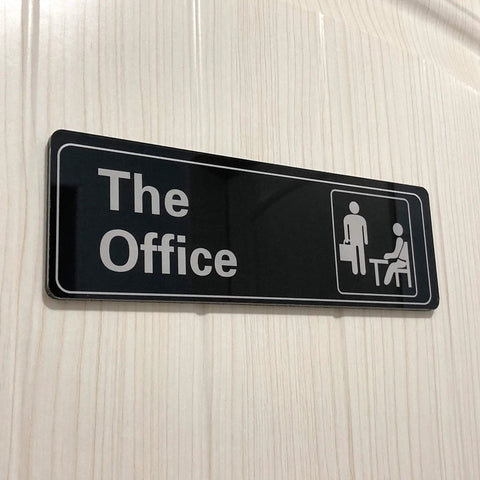 Self Adhesive Acrylic Office Sign For Door Or Wall 9 By 3 Inch Name Plate Black And White Durable 5mm Thick With 3M Adhesive