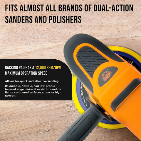 Rock Solid 6 Inch Hook And Loop DA Sander Backing Plate Pad With Six Hole Pattern designed for dual-action sanders with tapered edge.