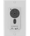 Close-up of Six Speed DC Motor Ceiling Fan Wall Control with Light Kit, white finish switch plate included, depicts buttons and settings.