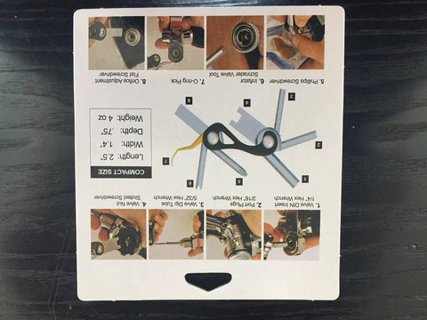 TL110 Scuba Multi Tool instructions, stainless steel bronze build, folding detail, regulator calibration, diver gear tuning guide