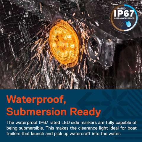 4 Pack 2 Inch Round LED Side Marker Light Kit With Amber And Red Lights, 12V, DOT Approved, Reflector Lens, IP67 Waterproof