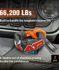 Soft Shackle With 66,200 Lbs Breaking Strength 3/4 Inch By 24 Inch - 2 Pack Orange UHMWPE Synthetic Rope on Jeep bumper