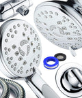 High Pressure 48 Mode Luxury 3 Way Shower Kit With Dual Rain Head And Handheld Shower Extra Long 6 Foot Stainless Steel Hose