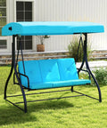 Three Seat Outdoor Porch Swing 2 In 1 Swing Glider With Adjustable Canopy Weatherproof Fabric Removable Cushions in garden