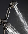 Oil Rubbed Bronze High Pressure Shower Head Combo With 3-Way Rain And Handheld streaming water in action