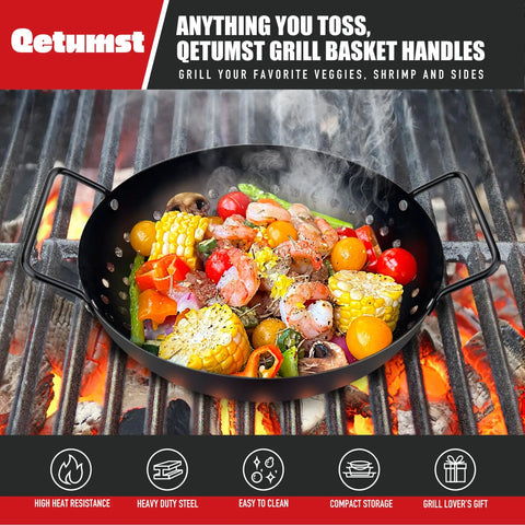 Small Nonstick 3 Piece Grill Basket Set For Vegetables Seafood And Meat Perfect For Grillin And Chillin BBQ on charcoal grill