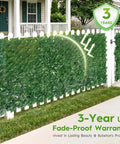 Dope Artificial Ivy Privacy Fence Screen 40 Inch By 120 Inch for patio showing dense faux leaves on white picket fence