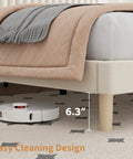 Level Up Your Sleep Setup With This Dope Queen Platform Bed Frame Wrapped In Plush Velvet Upholstery Featuring A Three Level Adjustable Tufted Headboard For Chill Nights with robot vacuum and easy-clean design.