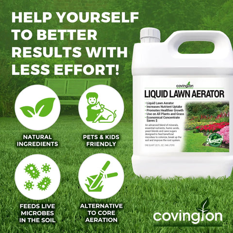 Liquid Lawn Aerator Concentrate bottle for lawns and gardens 32 oz USA loosens clay compacted soil boosts roots