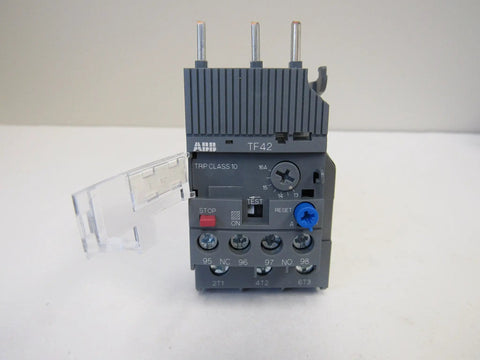 Front view of TF42-16 13 To 16 Amp IEC Overload Relay For AF Series Contactors, 3-Pole Thermal Bi-Metallic Trip Class 10, manual/auto reset.