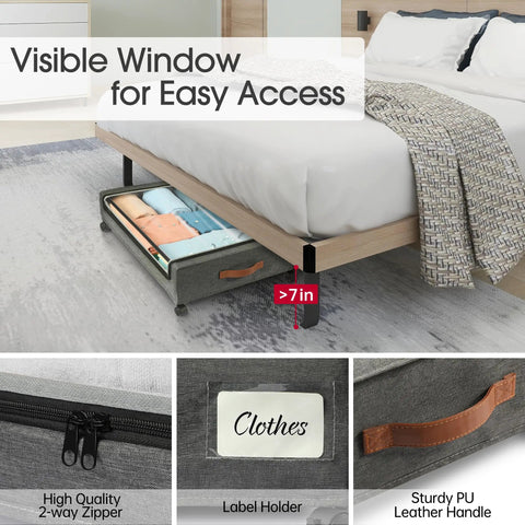 Heavy Duty Under Bed Storage With Wheels Two Pack Smooth Rolling Drawers Keeps The Mess Out Of Sight Saves Serious Floor Space Handles Up To Sixty Six Pounds No Sweat At All