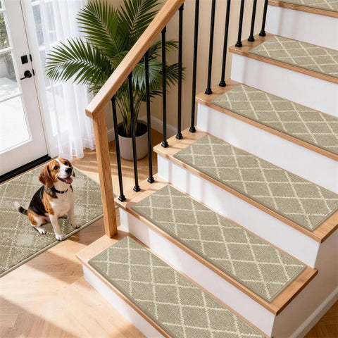 Non Slip Peel And Stick Stair Treads For Wooden Steps 9x28 Indoor Runners 10 Pack Grey Polyester With TPE Backing No Glue Needed No Residue