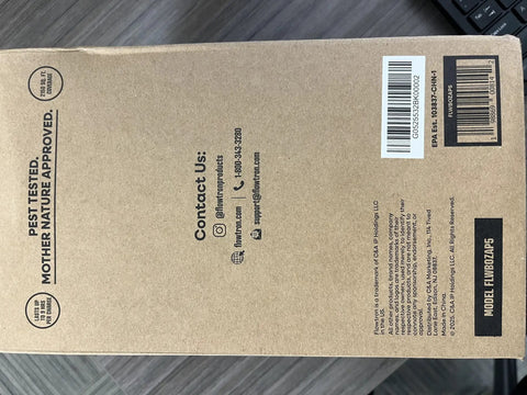 Brown box packaging of Rechargeable Bug Zapper Lamp 2 In 1 LED Light And Insect Killer All In One 3600mAh Battery USB C with contact info.