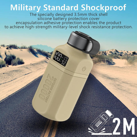20000mAh Rugged Tough As Nails Power Bank With Fast USB C PD, IP68 Waterproof And Shockproof, Includes 420 Lumen Camping Lantern
