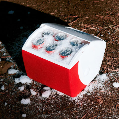 Playmate Portable Cooler With Tent Top Design, Push Button One Hand Lid Operation, Left Or Right Swing Lid For Easy Access, Spill Proof Secure Lid, Red Ice Chest