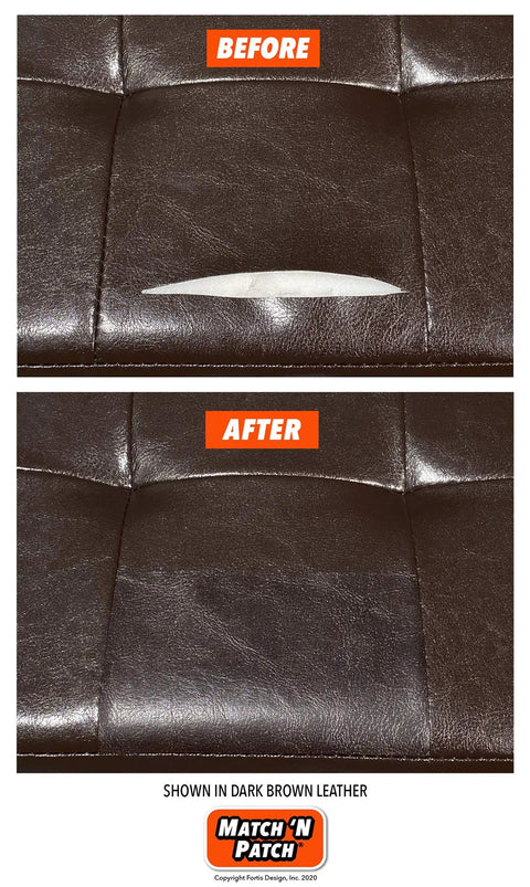 Leather Repair Tape Black 3x72 Inch Realistic Faux Leather Patches on Brown Couch Before and After Repair
