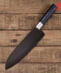 Magnetic Wood Saya Knife Sheath For 8 Inch Gyuto And Chef Knives on wooden surface