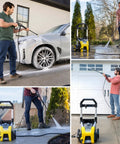 Heavy Duty 1700 PSI Pressure Washer With 1.2 GPM, 3 Nozzles, Detergent Tank, cleaning cars, driveways, patios.