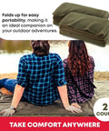 Couple sitting on Olive Drab Green Fire Retardant Wool Blanket 66 By 90 Inch Beefy Heavy Duty Military Style 80 Percent Wool 2 Pack