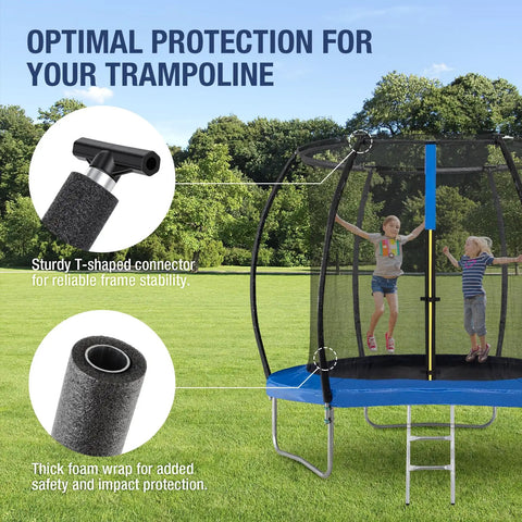 Heavy Duty 6 Pack Curved Trampoline Replacement Poles Universal Fit For Eight To Sixteen Foot Frames with T-shaped connector.