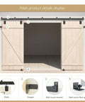 20 Foot Heavy Duty Box Rail Exterior Sliding Barn Door Hardware Kit With 450 Lbs Capacity showing roller, stopper, bracket, guide