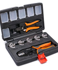 Pro Grade Crimping Tool Kit With Six Interchangeable Dies, Ratcheting Wire Crimper, Terminal Crimp Pliers, Wire Stripper in case