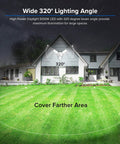 Motion Sensor Outdoor LED Flood Lights 30W 4000 Lumens 5000K Security Lighting showing 320-degree coverage on garden at night