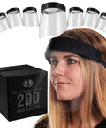 Black Full Face Shields Case Of 200 Anti Fog PET Plastic Protection with elastic headband and soft forehead foam pad