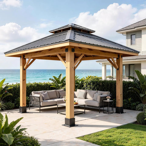 Six Pack Heavy Duty Metal Post Base Brackets, 4X4 Exterior Fit With 3.5 Inch Inside Opening, Ridiculously Strong Deck Fence Pergola Hardware, Super Simple To Bolt Down