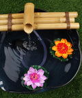 Bamboo Water Fountain With 12 Inch Three Arm Style Pump Not Included For Indoor Or Outdoor Zen Garden Decor on ceramic bowl