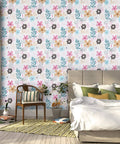 Bedroom featuring Floral Peel And Stick Wallpaper With Perennial Blooms Self Adhesive And Removable Vinyl Waterproof For Bathroom