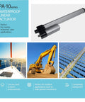 12V Water Resistant Linear Actuator Built Tough With 2 Inch Stroke And 450 Lbs Of Force IP66 Outdoor Rated Brushed DC Motor And Stainless Steel Stroke Rod For Industrial And Solar Applications PA 10 displayed with application examples in marine, construction, and solar