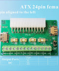 Top view of an ATX Power Supply Breakout Board Splitter Module for Desktop Use, with USB A hub connector and multiple power outputs.