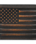 USA Flag Bifold Wallet For Men With RFID Blocking Full Grain Leather Hand Burnished Design Extra Capacity Multiple Card Slots