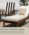 Comfy Outdoor Chaise Lounge Cushion With Removable Cover Water And Fade Resistant 3.5 Inch Thick Foam Support Weatherproof Patio Cushion In Heritage Bone 21.5 By 70 Inches For Relaxed Backyard Lounging on wooden frame near pool