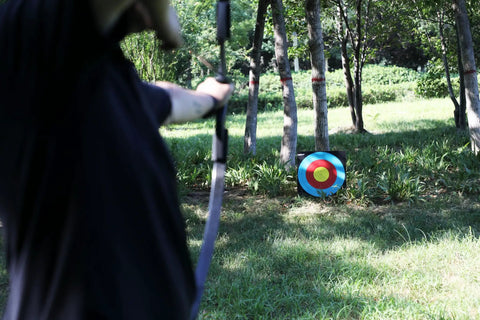 Backyard Archery Target in 20x20x2 Inch High Density EVA Foam placed in a grassy area for bow and arrow practice