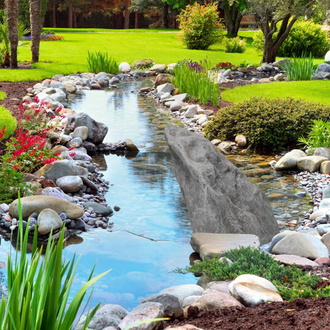 Outdoor Natural Arrow Rock Decor For Lawns And Gardens, Weatherproof Fiberglass Yard Accent near garden stream with rocks