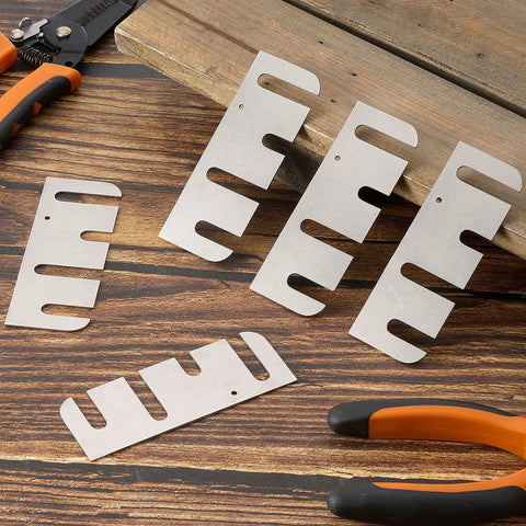 MorningRo 10 pcs stainless steel door hinge shims, 4-inch silver, laid on wood surface