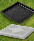 Plastic Molds Concrete Set For Patio Paving 4 Pcs Big Pathmaker Reusable Cobblestone Walkway Forms on grass with mold and stone